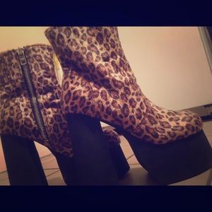 Leopard Faux Fur Platforms